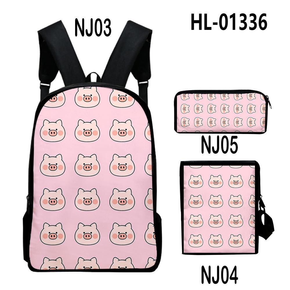 Classique Populaire Nouveauté Animaux Impression 3D 3 pièces/Ensemble élève Sacs d'école Sac à dos pour ordinateur portable Sac à dos Sac à bandoulière incliné Trousse à crayons