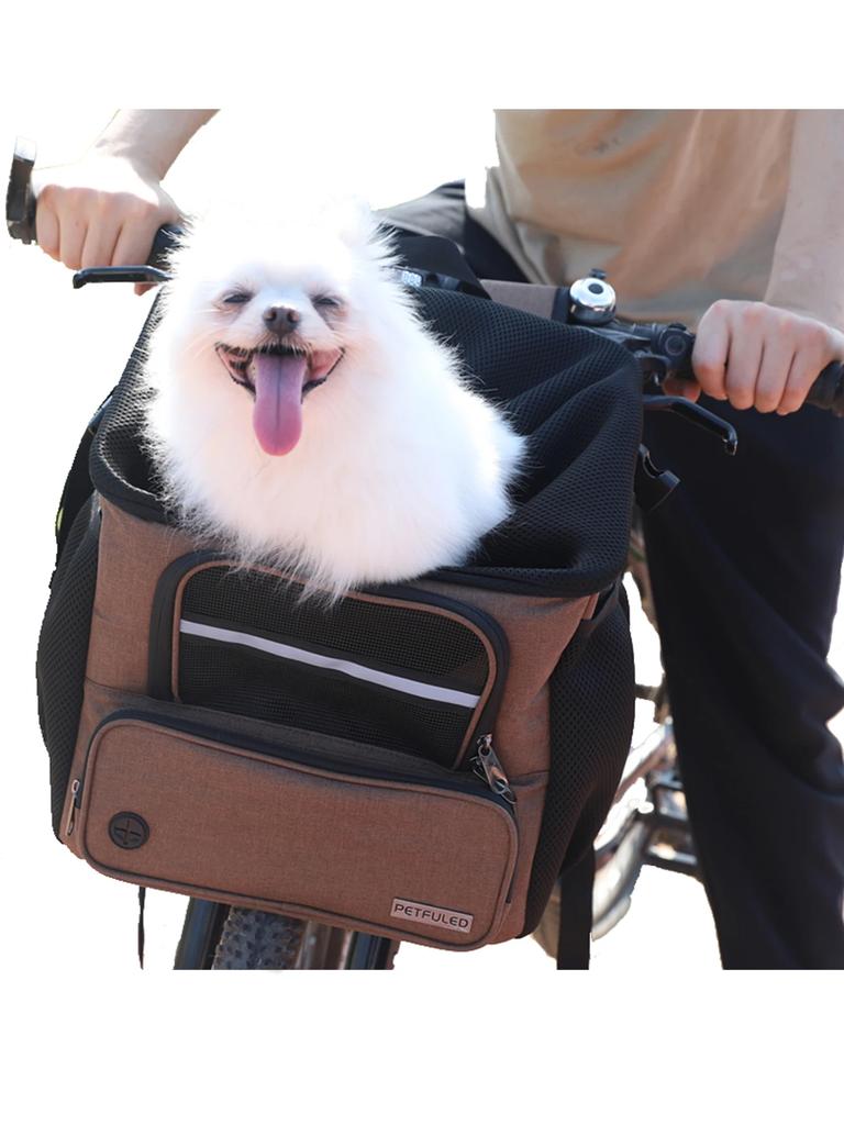 Hunde-Fahrradkorb, Klein Mittelgroße Haustiere Hundekorb für mit Atmungsaktivem Netz, Abnehmbarer Fahrradkorb Lenker-Fahrradkorb