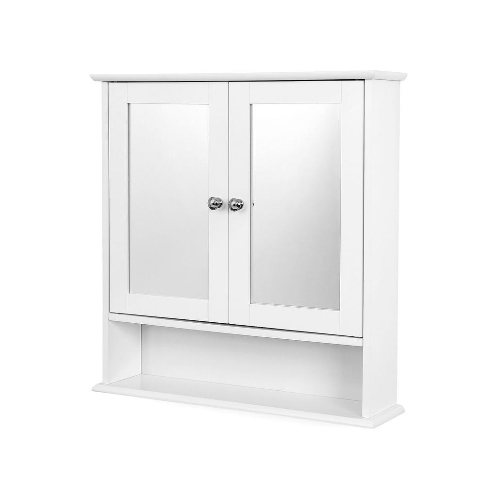 VASAGLE Double Mirror Doors Bathroom Cabinet, Wall Cabinet, Storage Cupboard, Wall-Mounted Storage Unit, Adjustable Height Shelves, 56 X 13 X 58 Cm