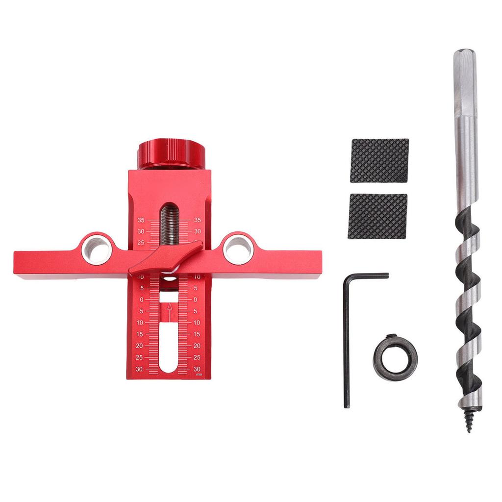 Cabinet Door Mounting Jig and Rebound Device Drill Locator 8 40mm Clamping 10mm Dual Hole Drilling Guide with Auger Bit