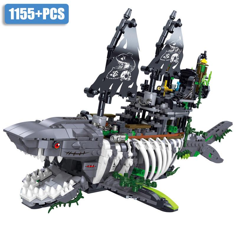 High-Quality Creative High-Quality Moc High-Quality 1155Pcs High-Quality Shark High-Quality Skeleton High-Quality Pirate High-Quality Ship