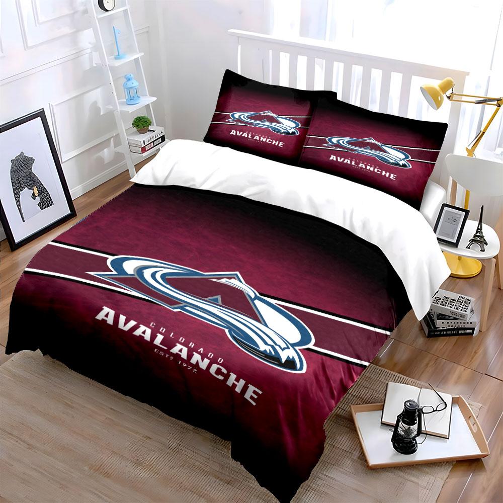Colorado Avalanche Logo Bedding Design Print Bedding Set Duvet Cover Pillowcases (1* Duvet Cover 2* Pillowcases Do Not Include Comforter)