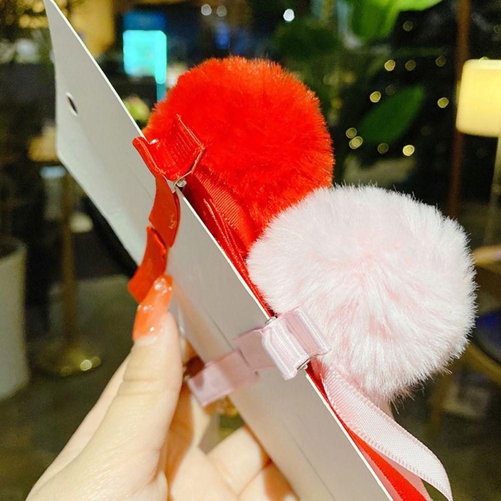 Ball Red New Year Festival Hairpins Chinese Hanfu Hair Clips Children Barrettes Duckbill Clips