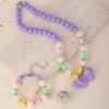 Sweet Princess Bow Necklace Bracelet Suit Candy Purple Bead Chain Children's Zircon Handmade Zircon Accessories