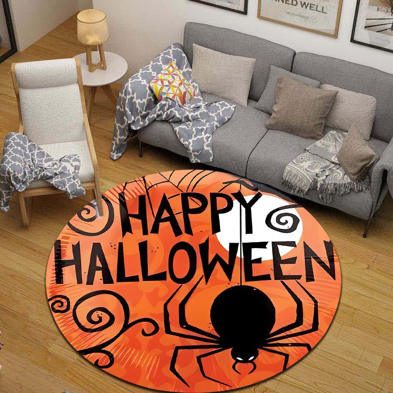 Playful Round Halloween Multicolor Rug Pad, Non-Slip Floor Mat for Kitchen