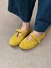 Soft leather version~ frosted leather shallow mouth small single shoes women's retro rivet round head Mary Jane shoes flat comfortable grandma shoes