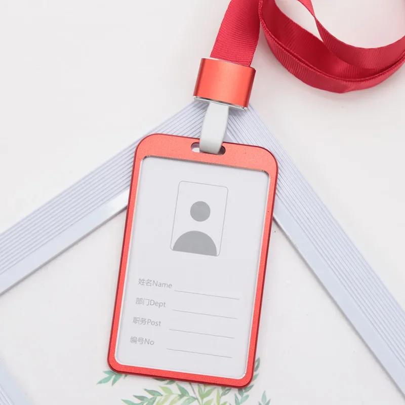 New Metal Alloy Work Name Card Holders Fashion  Business Work Card ID Badge Lanyard Holder Men Women Aluminum ID Business Case