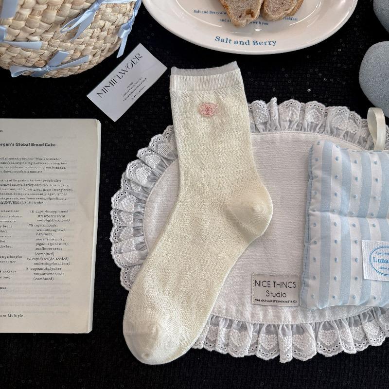 Cute Non-rigid Accessory Socks - Pink Cherry Bow Tie Socks for Children, Simple and Minimalist with Hollow Design.