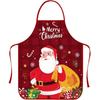 Christmas Printed Apron, Red Snowman Reindeer Kitchen Cooking Apron, Holiday Party Decor Bib for Women Men