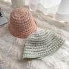 Versatile Summer Short Brim Knit Hat Women's Breathable Sun Protection Striped Bucket Hat Japanese Bell Shape