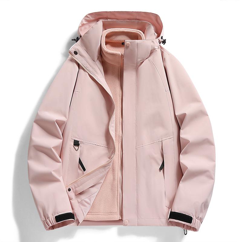 Autumn and Winter New Outdoor Couple Jacket Two-piece Set Cold-proof Three-in-one Mountaineering Clothing Trendy Workwear Hooded Jacket