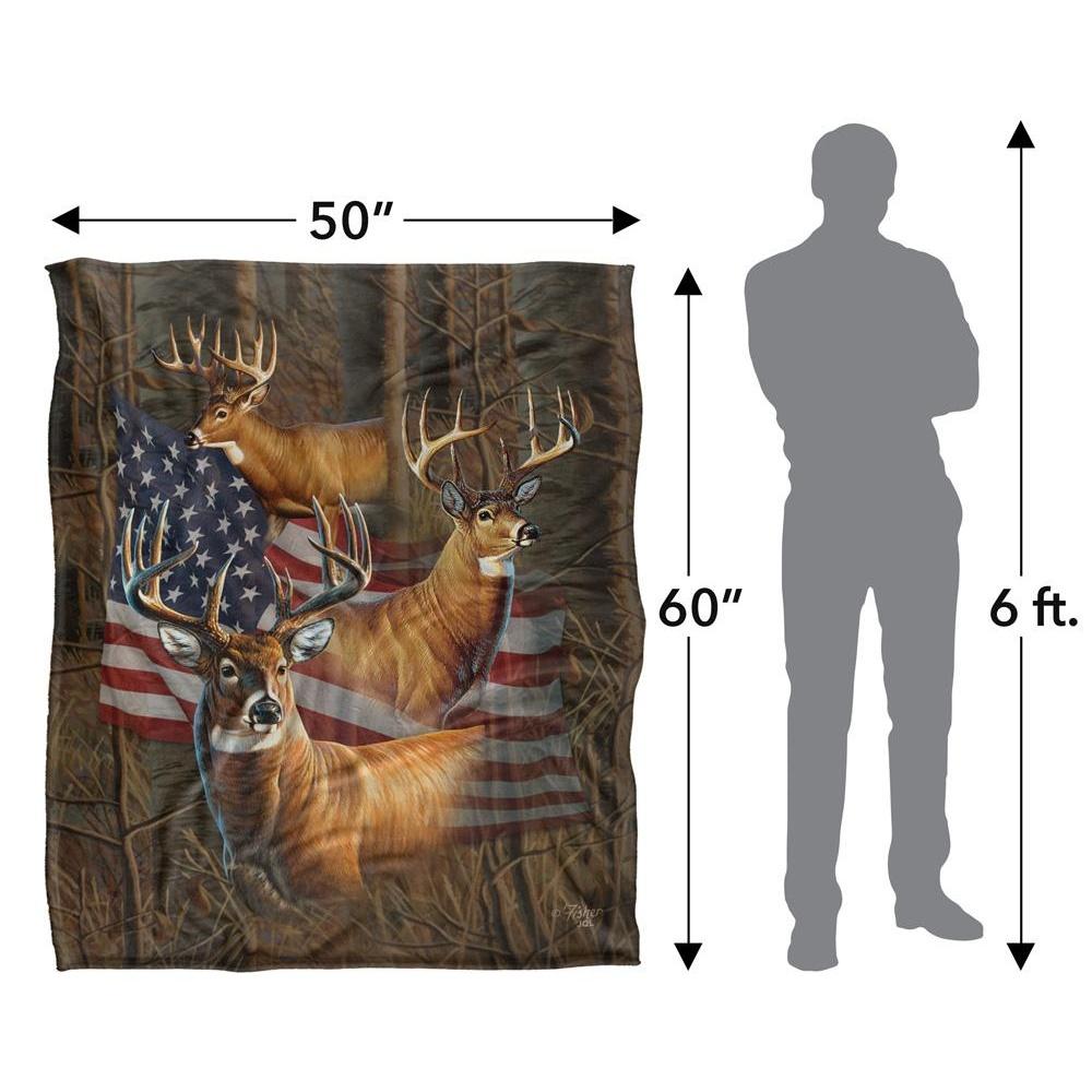 JQ Licensing Silky American Flag Deer Supersoft Blanket