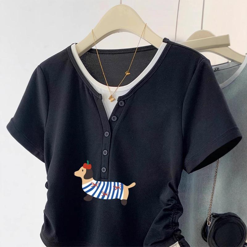 Women's Summer New Slim Fit Small Short Style All Design Sense Small Short Sleeved Top