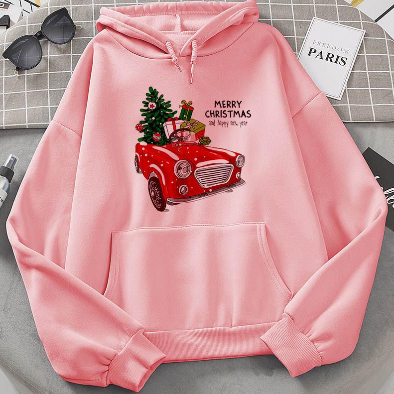 Harajuku Fleece Pullover Hoodie Christmas E Print Hoodies
