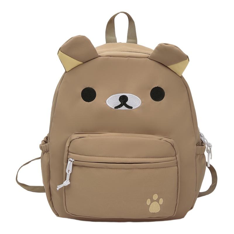 New Japanese Cute Canvas Brown Bear Backpack Versatile Elementary School Student Large Capacity Children's Cartoon School Bag