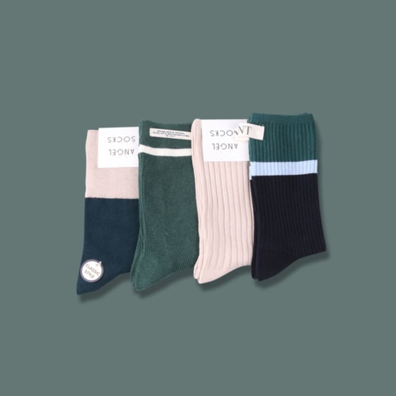 ANGEL SOCKS SET003_Haselnussgrün Zweifarbig Grün Braun Damen Geschenk Socken Geschenk Rückgeschenk Marke Hübsche Blumensocken Koordination Student