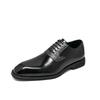 Brand Breathable Banquet Party Block Leather Shoes British Men Lace Up Comfortable Pointed Business Formal Leather Shoes