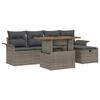 Ensemble de canapé de jardin 6 pièces avec coussins Gris Poly Rattan, Canapé de jardin 2 places avec rangement et coussins 3361237