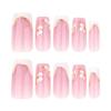 24Pcs French White 3D Embossed Flower Fake Nails Resin Comfort Fit For Adult Women