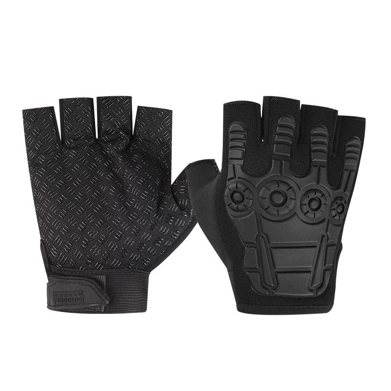Tactical Half Finger Gloves Men's Outdoor Sports Cycling Training Anti Slip and Wear Resistant Protection Operations Military Fan Seal Special Forces