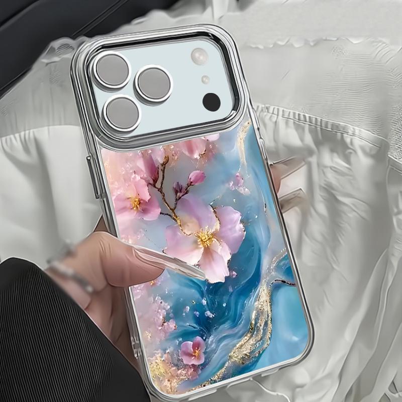 Golden Marble Pattern Phone Case For iPhone 17 Pro Max Plating Lens Frame Clear Soft Cover For iPhone 16 15 14 13 Pro Max 11 16E 17E
