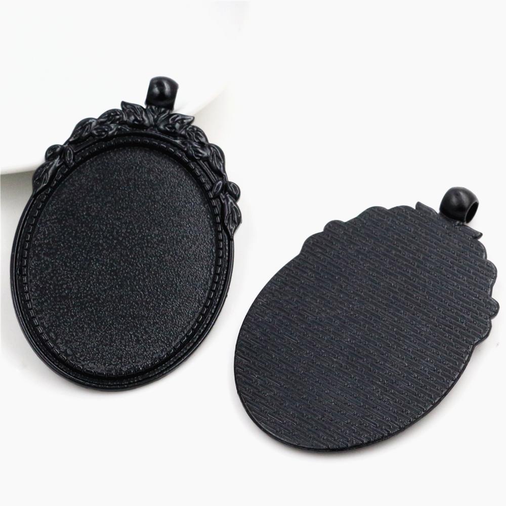 5pcs 30x40mm Inner Size Antique Silver Plated and Bronze and Black Cabochon Base Setting Charms Pendant