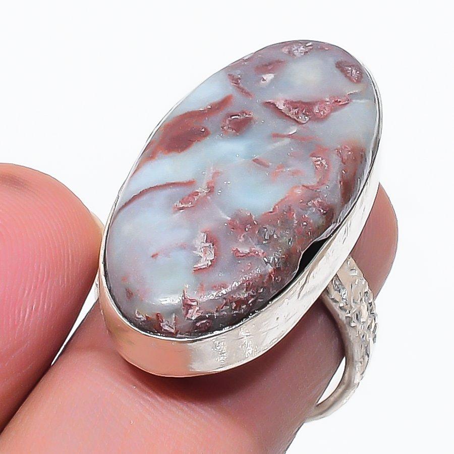 

Натуральный Ларимар Драгоценный камень Ручная работа 925 Стерлинговое серебро Ювелирное кольцо Размер 6.5 Z5Q15