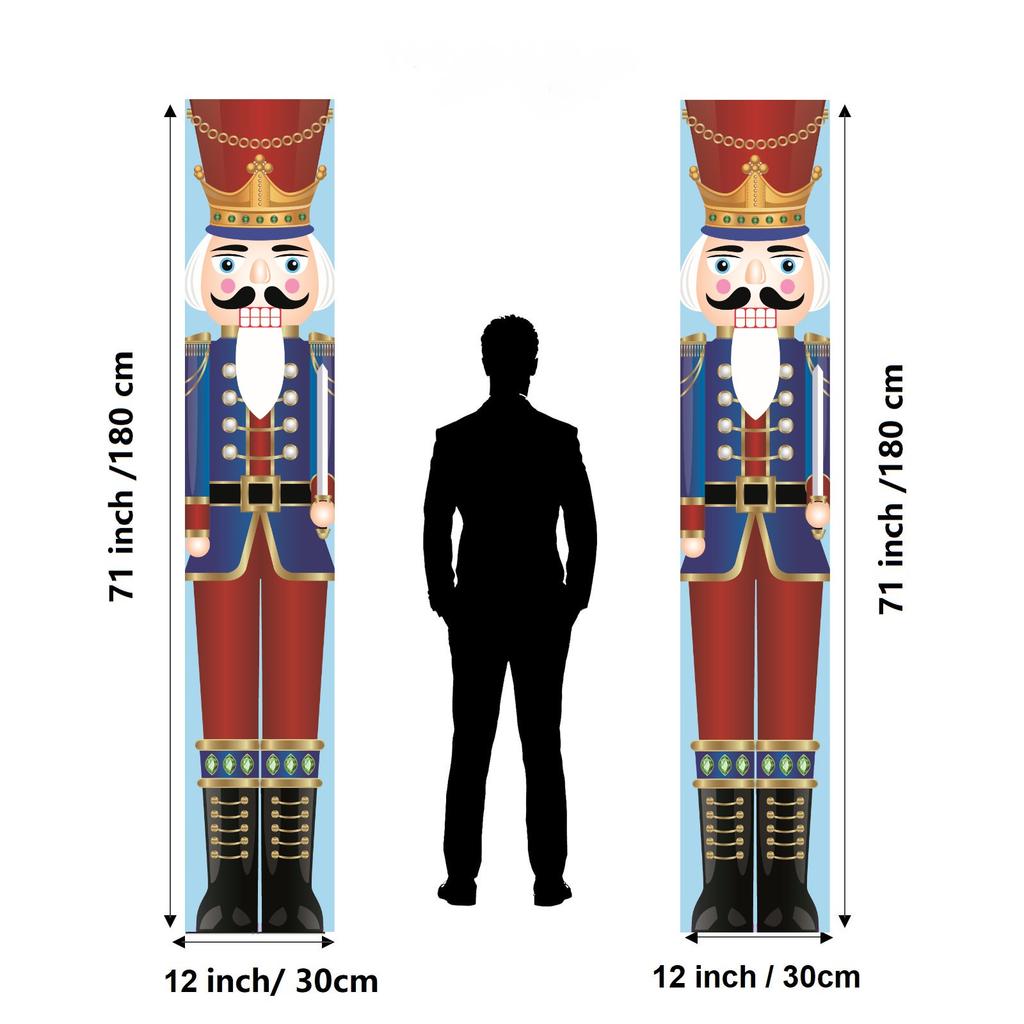 1 Pair, Nutcracker Christmas Decorations Outdoor Xmas Decoration - Life Size Soldier Model Nutcracker Banners For Front Door Porch Ga