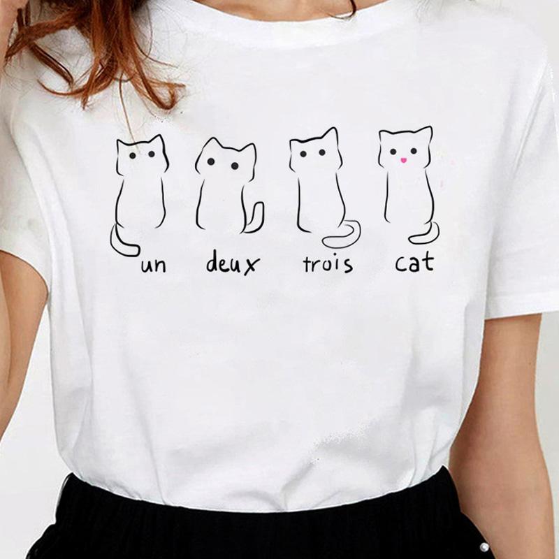 

Fashion Cat Women T Shirt Female Gothic Graphic Casual Top Tee Funny Top Tee Women Ullzang Aesthetic Graphic Tshirt 90S Top XXXL білий