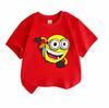 Cartoon Funny Yellow Round Face Character Print Kids 100% Cotton T-Shirt Boys Girls Crew Neck Short Sleeve Casual Lightweight Tee for Daily Wear Outdo