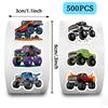 500PCS Monster Truck Stickers Kids Cartoon Truck Car Stickers Roll Cute Car Decals 10 Styles Cars Kindergarten Teacher Stickers