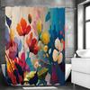 Colorful Flower Shower Curtain, Bathroom Decorative Shower Curtain, Waterproof Shower Curtain With Hooks