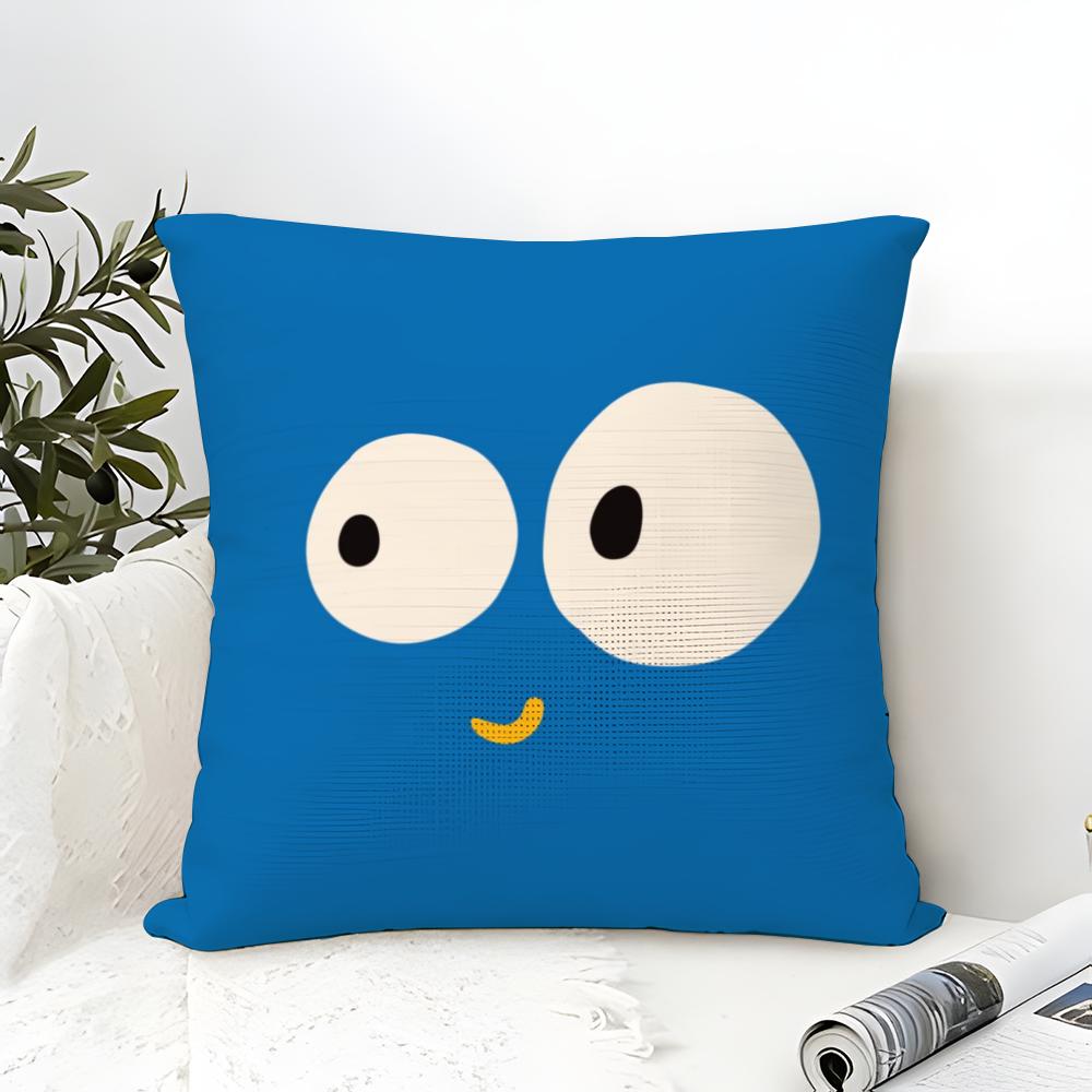 Dopamine Smile Pillow Case Cotton Linen Fabric Square Zipper Pillowcase Home Decorative Living Room
