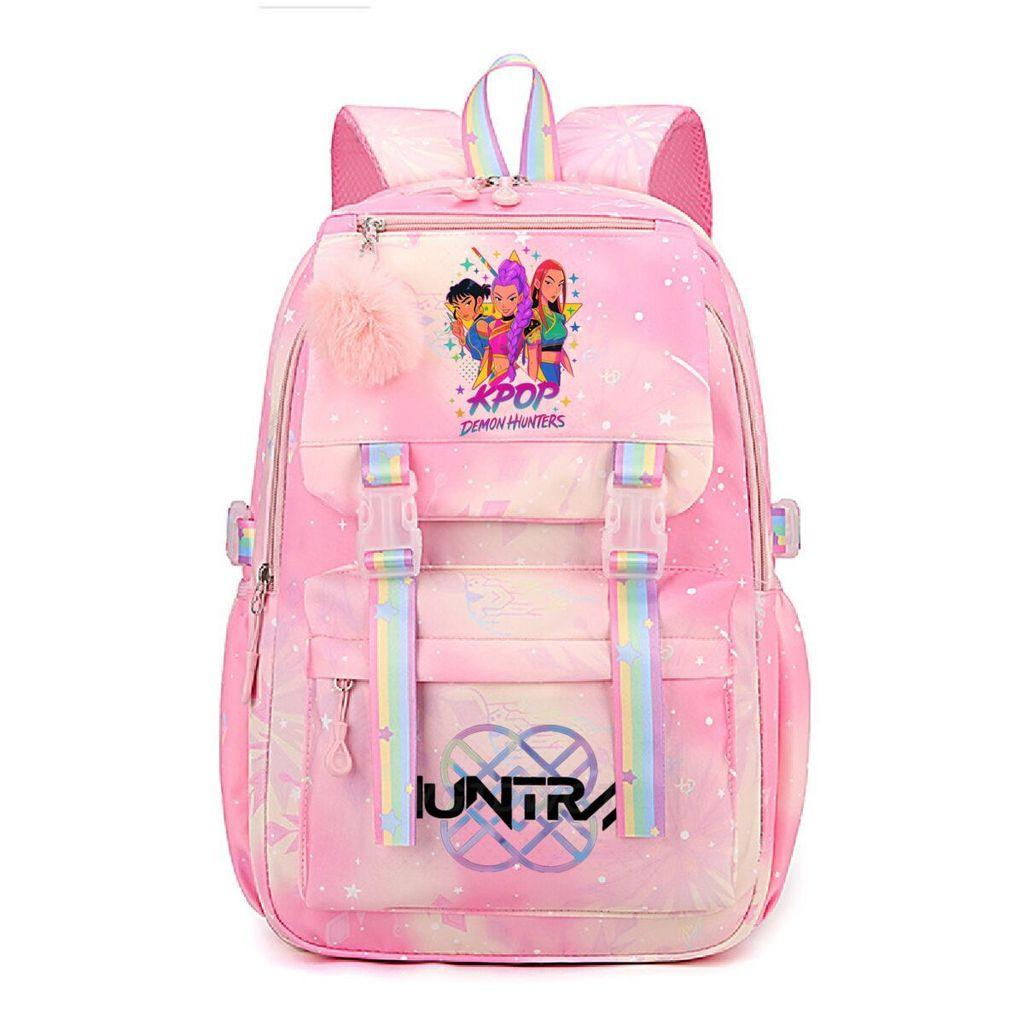 Girls Kpop Hunters Rumi Zoey Mira Printed Backpack Student School Travel Large Capacity Bag