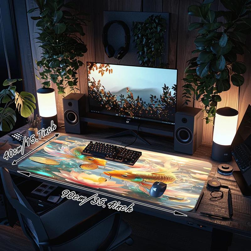 1PC Fish Money Oversized Mouse Pad - Non-Slip Rubber Base Perfect for Office School Esports Home Decor Desk Mat 241A