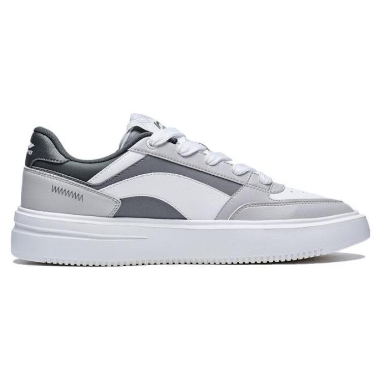 Li Ning Starlight Slip Resistant Abrasion Resistant Low top Skateboard Shoes Men's Gray White AGCT139-1
