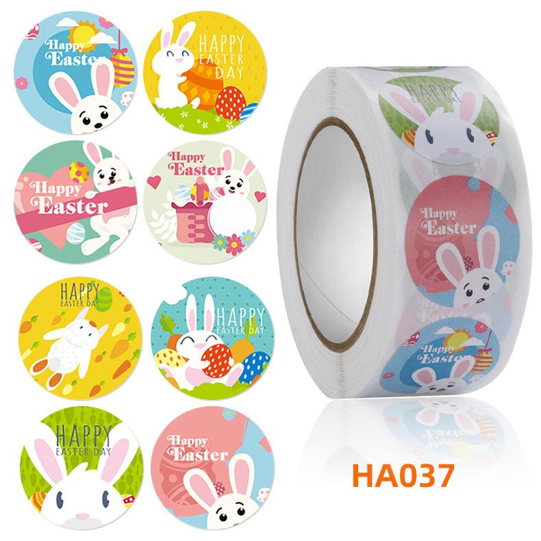 1inch 2.5cm Easter Cartoon Sticker Bunny Egg Decoration Roll Sticker Gift Sealing Happy Easter Day Holiday for small business