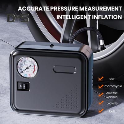 120W Portable Car Electric Air Pump Mini Tire Inflator 12V Portable Air Compressor Car Motorcycles Pressure Gauge Pump