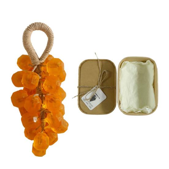 Grape Soap On Rope Handmade Translucent Fruit Shaped Soap Decorative Bathroom Travel Hanging Soap for Shower Sink