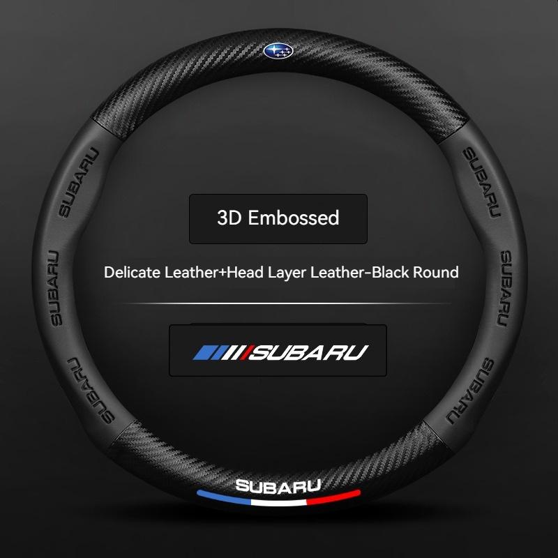 For Subaru Brz Wrx Xv Ascent Forester Outback Impreza Legacy Car Carbon fiber Anti-slip Ventilate Leather Steering Wheel Cover fu8