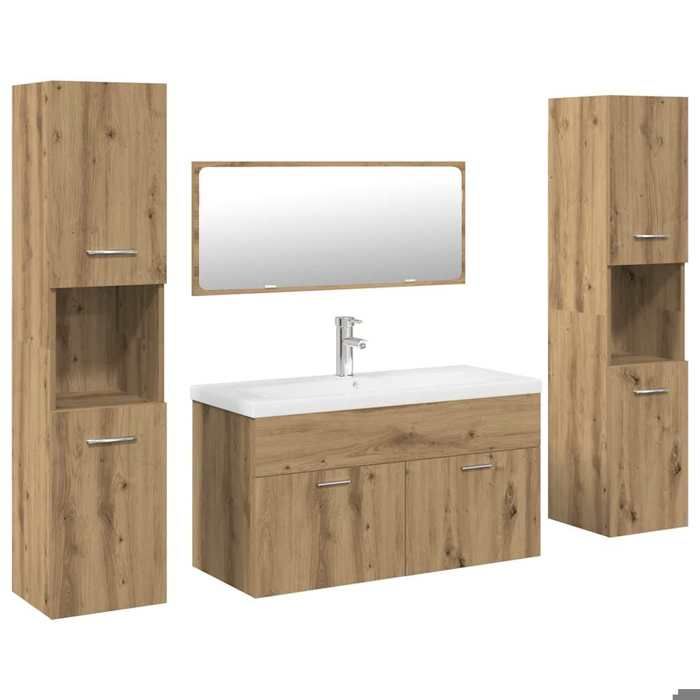 VidaXL Ensemble De Meubles Salle De Bain 5 Pcs Bois D'ingénierie, Armoire De Salle De Bain, Armoire De Rangement De 3328920