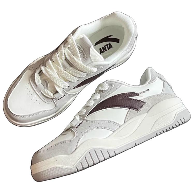 Anta Wave Shoes Comfortable Versatile Non-Slip Wear-Resistant Low-Top Skate Shoes Men Sneaker Beige Brown 912348003-3