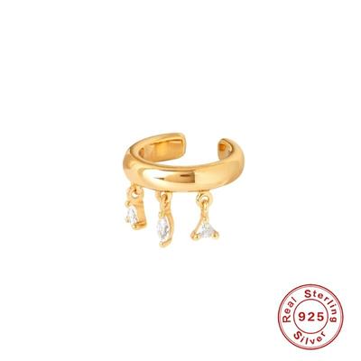 925 Sterling Silver Ear Cuffs For Unpierced Ears Rings For Women Girl Luxury Zircon Pendant Earring 1pcs Fashion Jewelry
