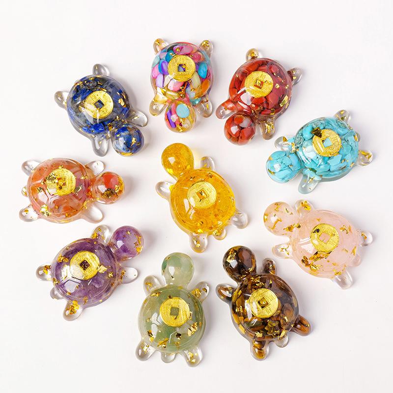 Money Turtle Statue Wealth-Attracting Feng Shui Good Luck Charm Resin Decorative Turtle Ornament Home Office Decor