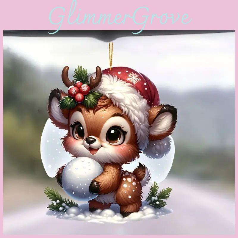 Christmas Pendant Reindeer With Acrylic Flat Surface For Car And Tree Decor