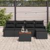 Garden Sofa Set with Storage 6 pcs Black Poly Rattan