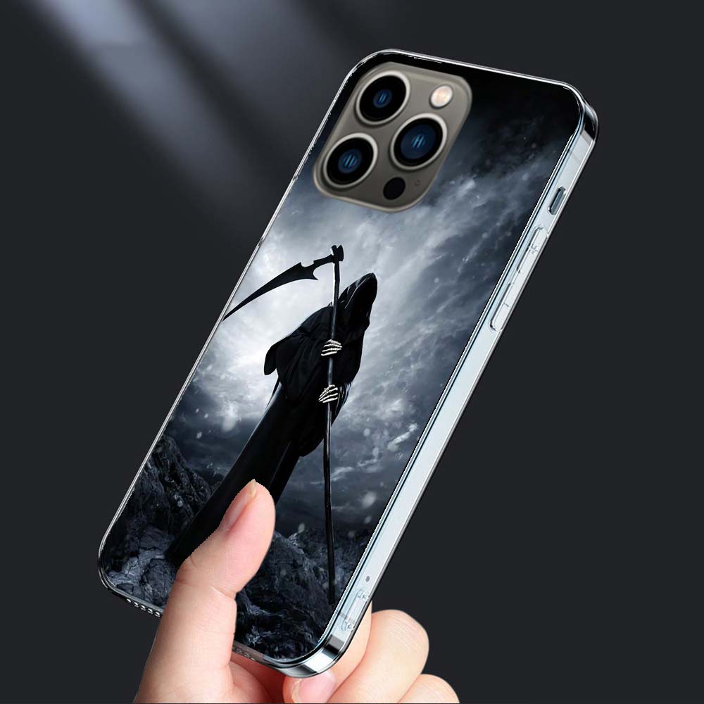 Tod Sensenmann Schädel Handyhülle Für Iphone 16E 15 Pro 14 Plus 17E 16 17 Pro Max Air 11 12 13 Mini Stoßfest Capa Niedlich Cov