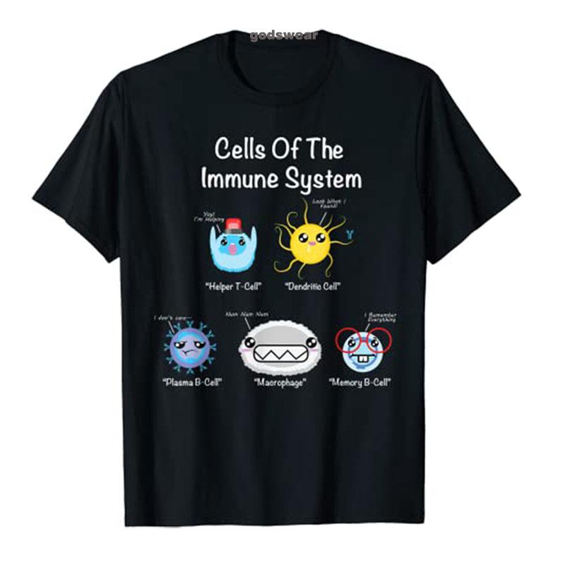 Immune System Cells Biology Cell Science Humor Immunologist T-Shirt Customized Products Humor Funny Graphic Tee Tops S разноцветный