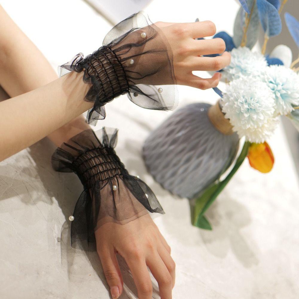 Victorian Detachable Sleeves Cuffs Detachable Costume Accessory Lace Ruffled Wrist Soft Comfortable Fake Sleeves Cuffs Wedding