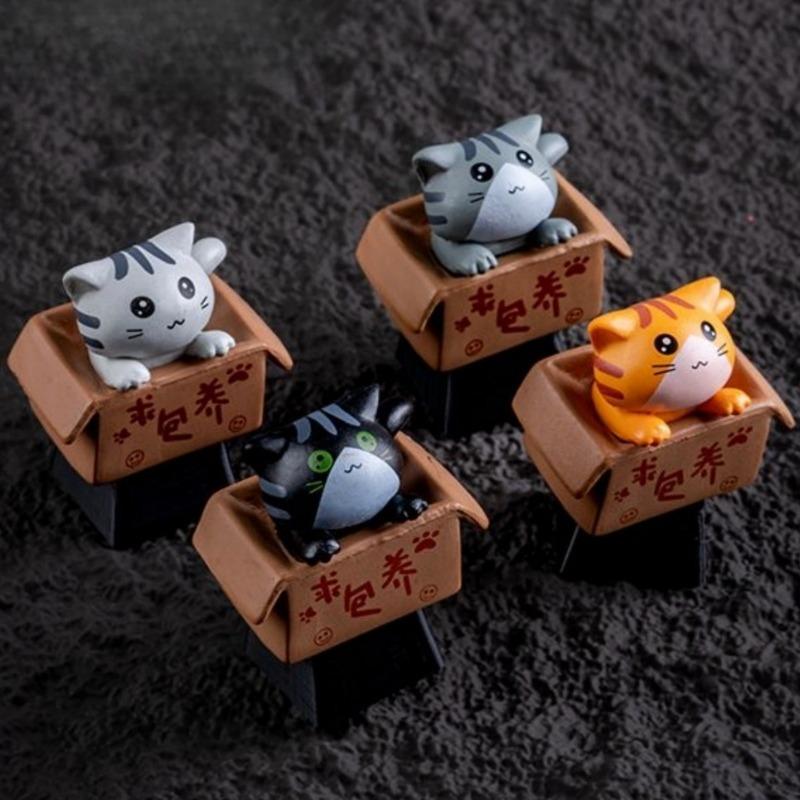 Cute Cat Resin Keycaps Personalized Cross Switch Compatible for Mechanical Keyboard DIY Replacement Accessories